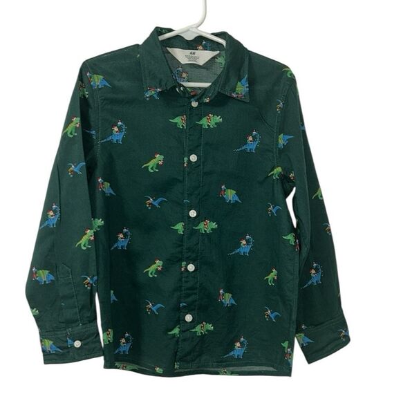 H&M Boys Green Button Down Shirt Bundle(Size 4-6yrs) - Picture 2 of 7